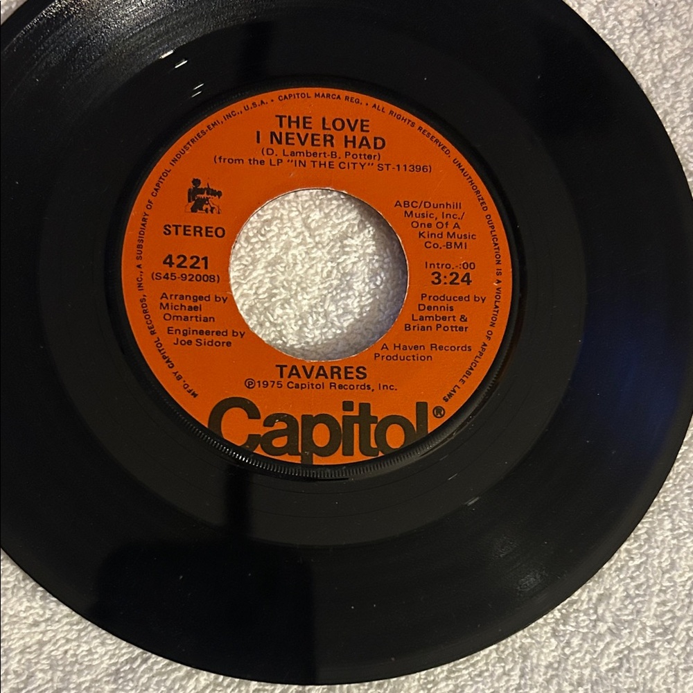Capitol Black Vinyl Record - Tavares